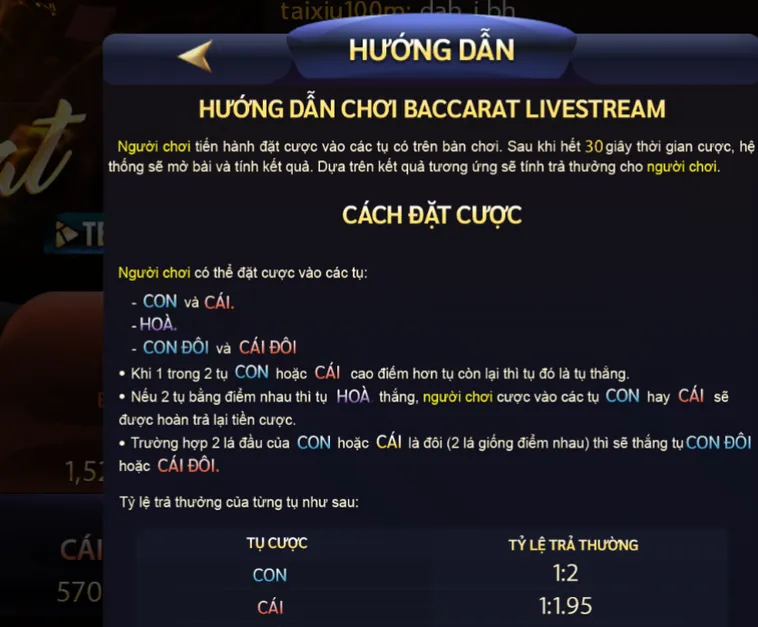 Đánh Bại Nhà Cái Tại Sảnh Baccarat Livestream SunWin Với Tỷ Lệ Thưởng Cực Cao