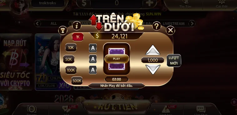 Minigame Trên Dưới Tại SunWin Bí Kíp Đoán Bài Kiếm Tiền Triệu