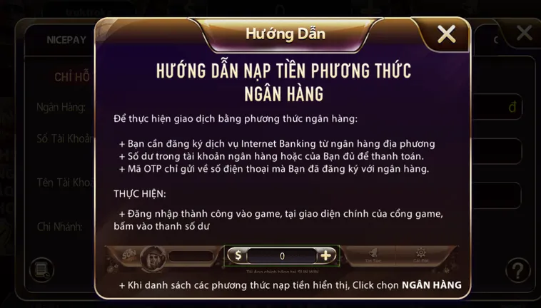 Nạp tiền qua ngân hàng được ưu tiên lựa chọn tại cổng game Sunwin